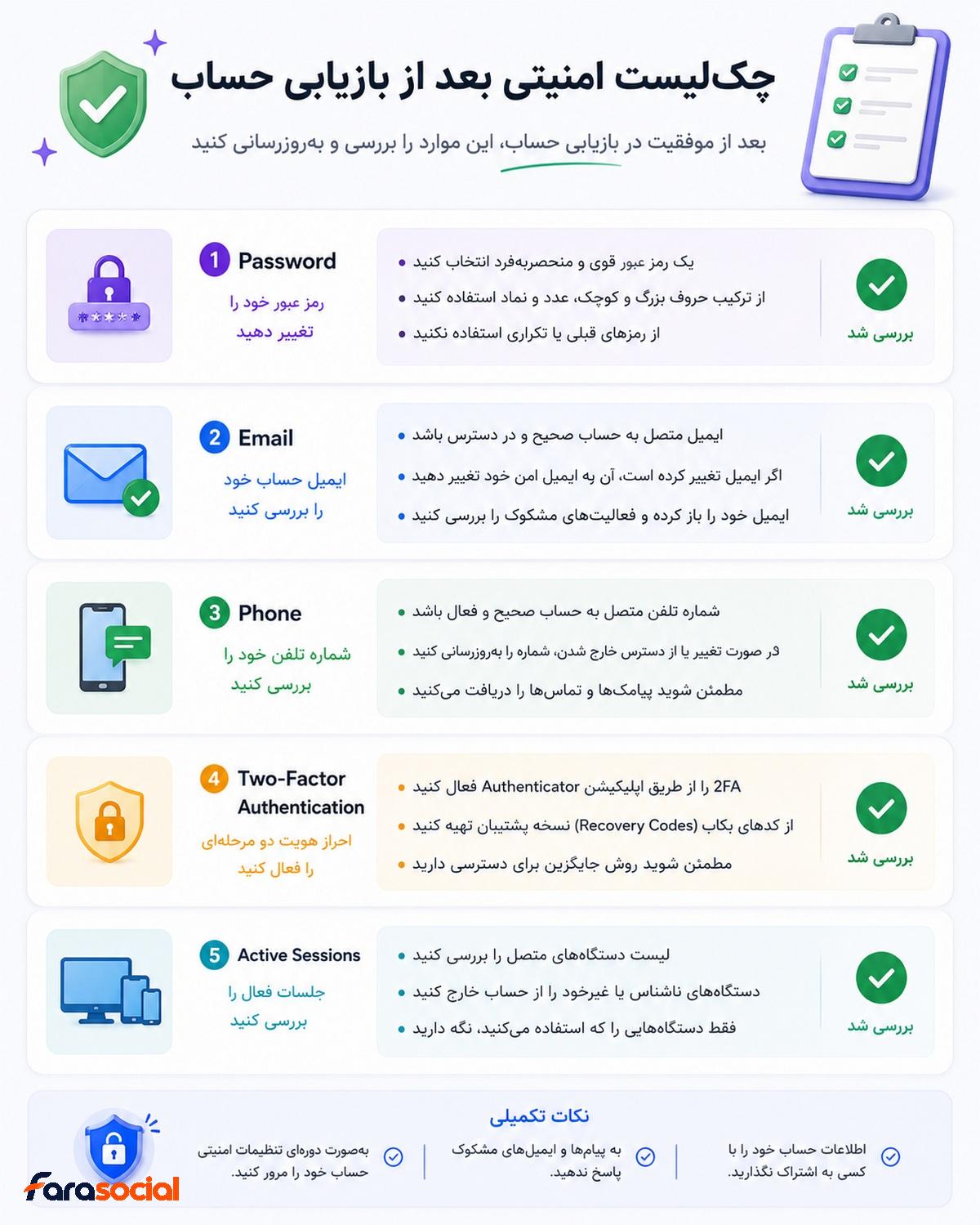 افزایش امنیت حساب بعد از بازیابی رمز اینستاگرام