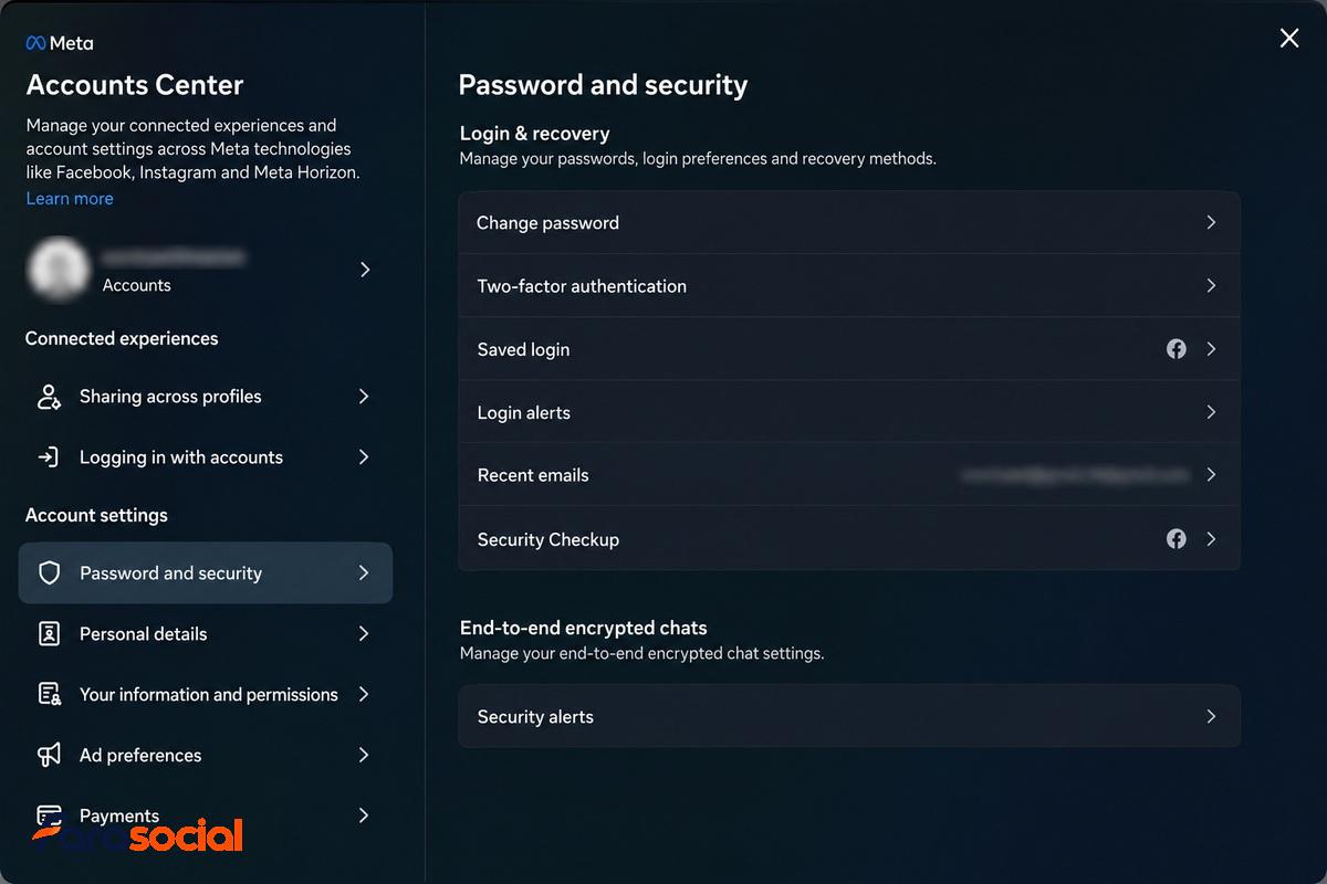 تغییر رمز اینستاگرام از Accounts Center و Password and security