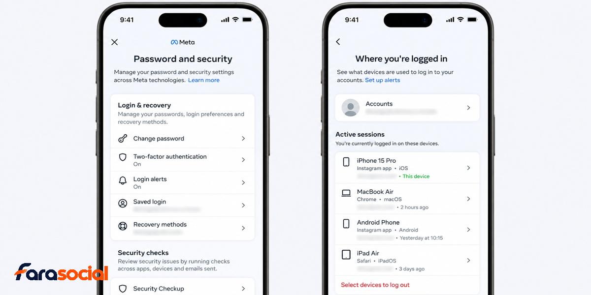 اسکرین شات واقعی از بخش Password and security